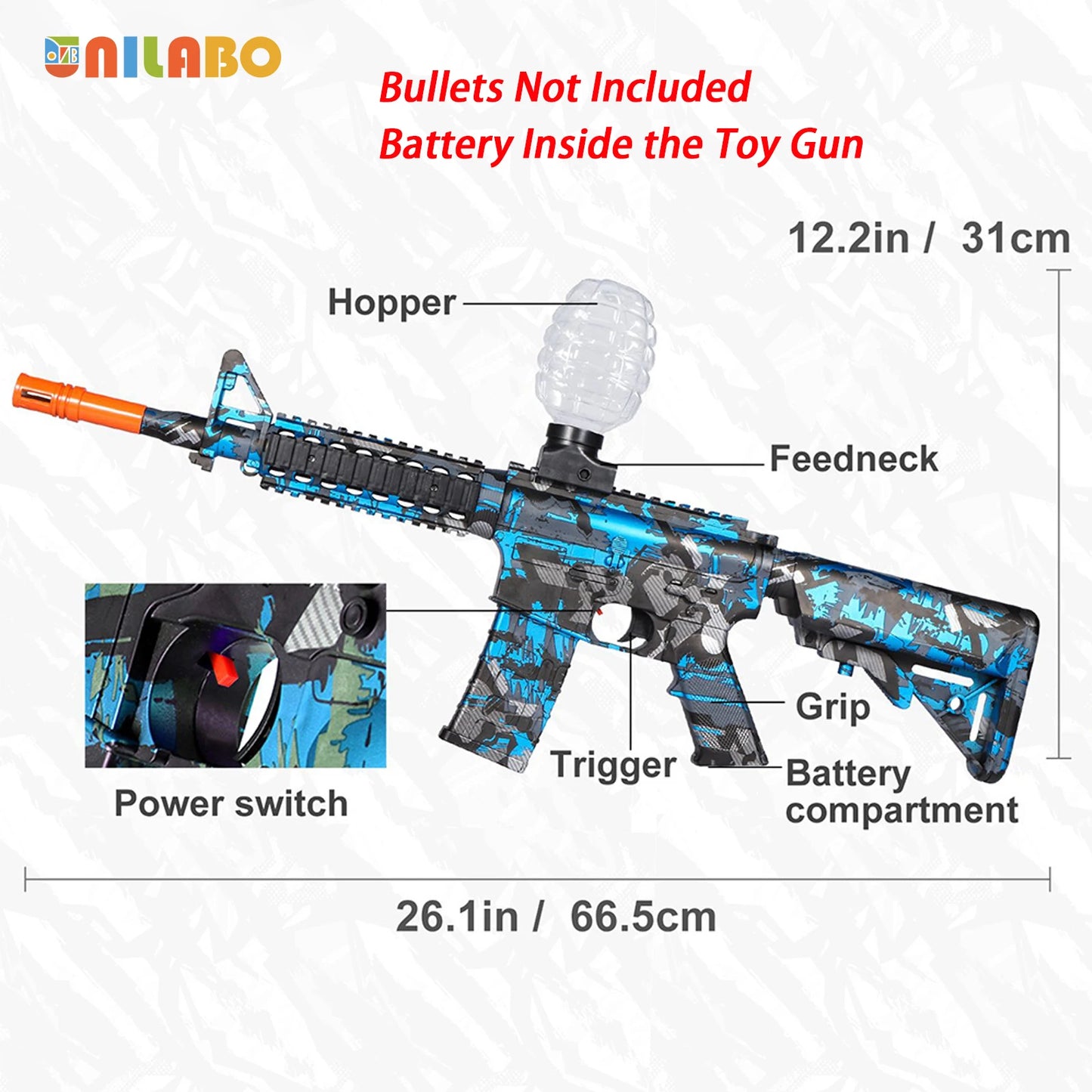 M4A1 Electric Orbezz Blaster 🔫 Recargable y de alta velocidad – Batallas épicas de verano